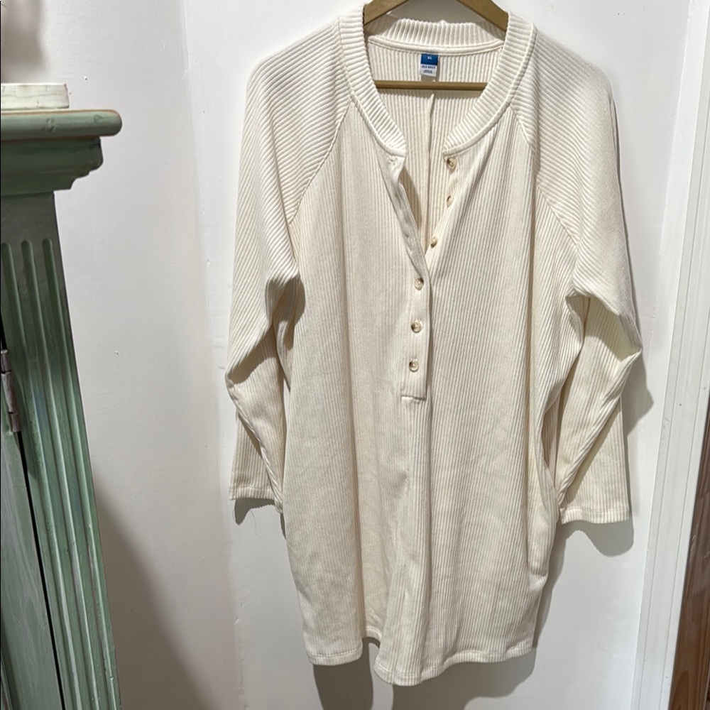 Cream Button-Up long sleeve romper